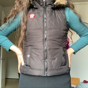 Winter Vest With Faux Fur Hood
